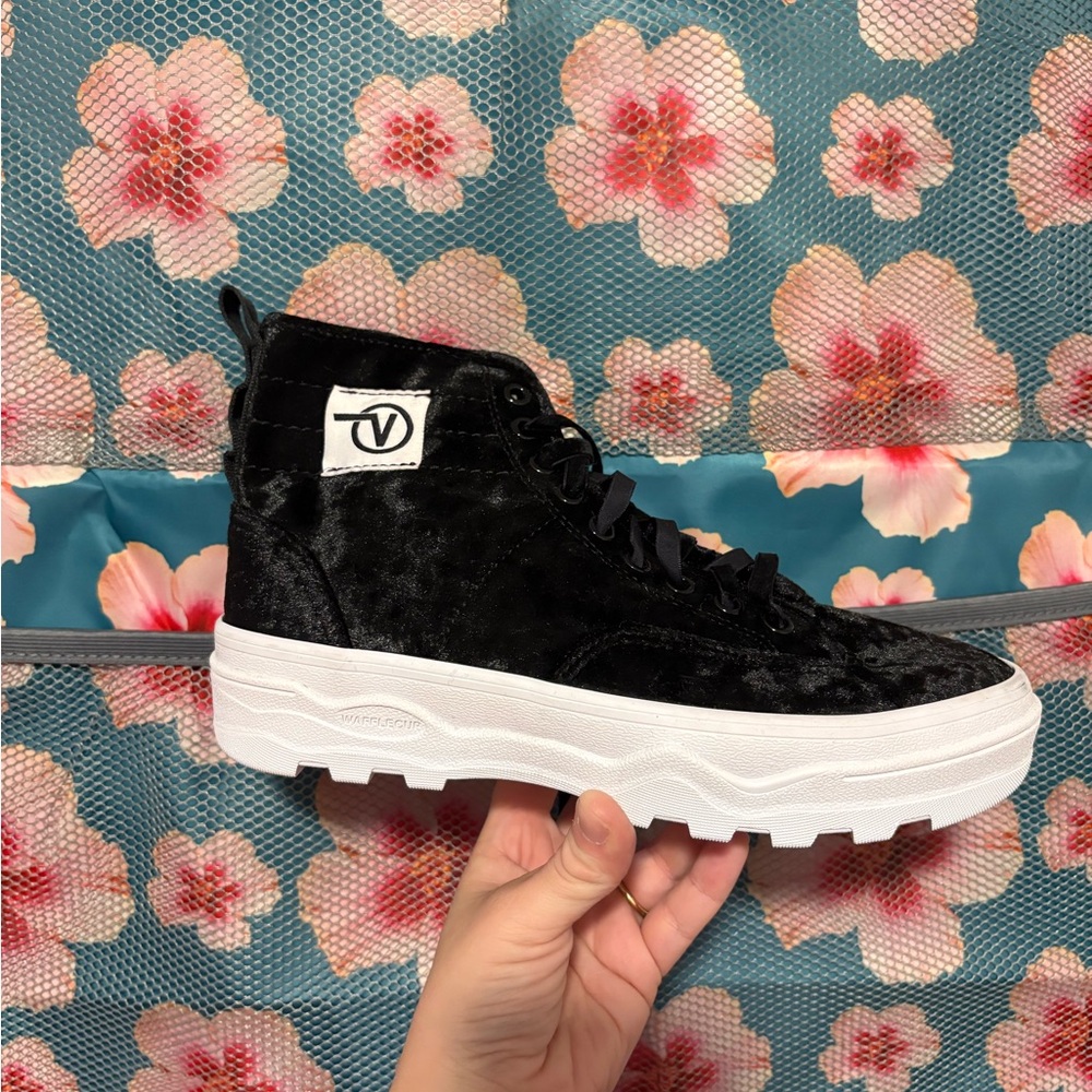 Vans Black Velvet High-Top Sneakers-Brand New